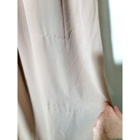 Azazie Bridesmaid Dress A10 Long Lace Pleated Romantic Taupe Chiffon Flowy Femme - Picture 14 of 16